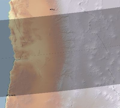 Map of the eclipse path across Chile on 12/16/1694