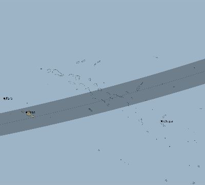 Map of the eclipse path across French Polynesia on 04/10/1698