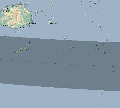 Map of the eclipse path across Fiji on 10/04/1698