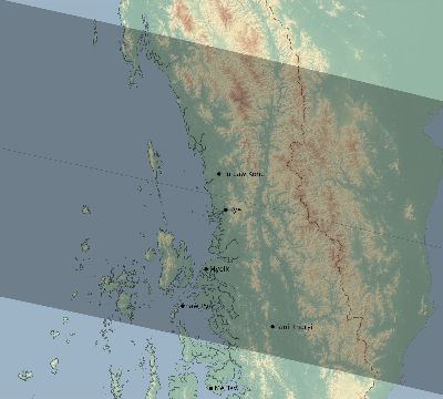 Map of the eclipse path across Myanmar on 10/04/1698