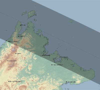 Map of the eclipse path across Malaysia on 10/04/1698