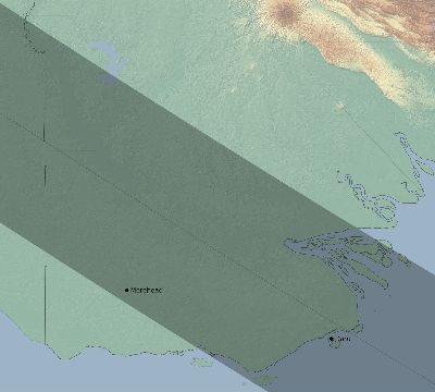Map of the eclipse path across Papua New Guinea on 10/04/1698