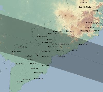 Map of the eclipse path across Vietnam on 10/04/1698