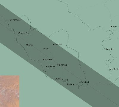 Map of the eclipse path across Azerbaijan on 09/23/1699