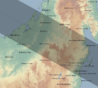 Map of the eclipse path across Madagascar on 08/04/1701