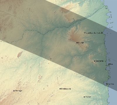 Map of the eclipse path across Mozambique on 08/04/1701