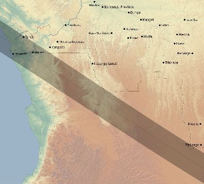 Map of the eclipse path across DR Congo on 10/15/1716