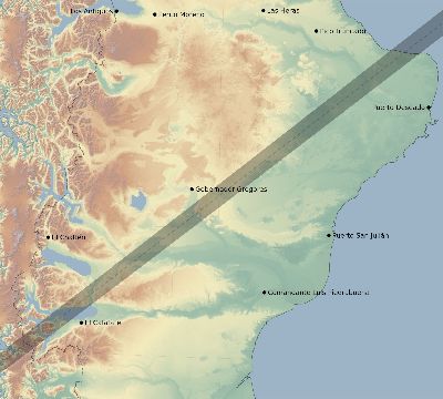 Map of the eclipse path across Argentina on 04/11/1717