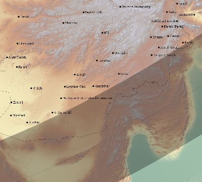Map of the eclipse path across Afghanistan on 02/19/1719