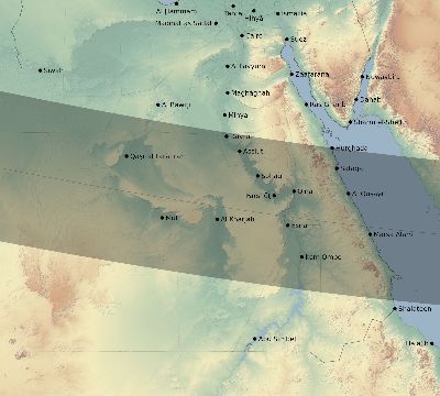 Map of the eclipse path across Egypt on 02/19/1719