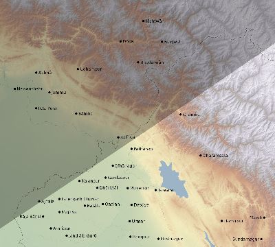 Map of the eclipse path across India on 02/19/1719