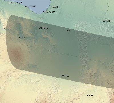 Map of the eclipse path across Libya on 02/19/1719