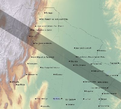 Map of the eclipse path across Argentina on 08/15/1719