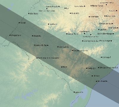 Map of the eclipse path across Brazil on 08/15/1719