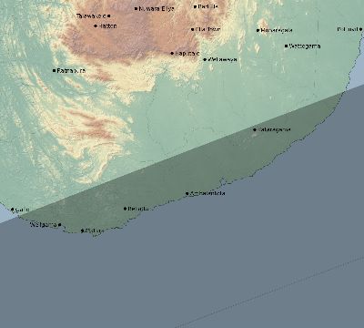Map of the eclipse path across Sri Lanka on 02/08/1720