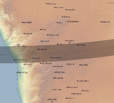Map of the eclipse path across Namibia on 02/08/1720