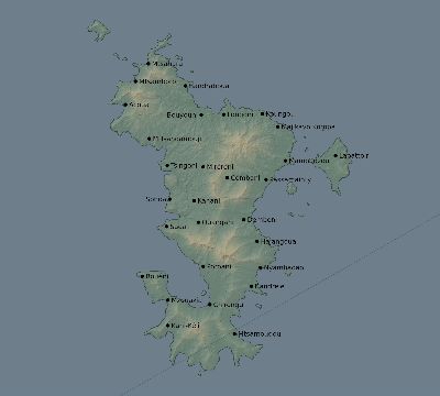 Map of the eclipse path across Mayotte on 02/08/1720