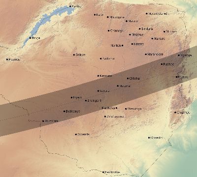 Map of the eclipse path across Zimbabwe on 02/08/1720