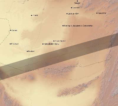 Map of the eclipse path across Afghanistan on 08/04/1720
