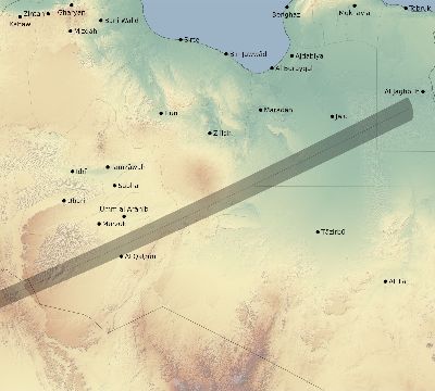 Map of the eclipse path across Libya on 12/08/1722