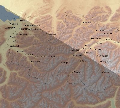 Map of the eclipse path across Austria on 05/22/1724