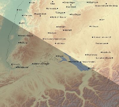 Map of the eclipse path across Germany on 05/22/1724