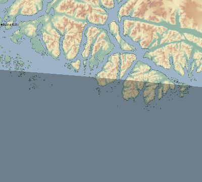 Map of the eclipse path across Greenland on 05/22/1724