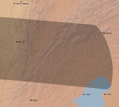 Map of the eclipse path across Zambia on 04/02/1726