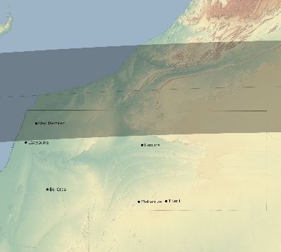 Map of the eclipse path across Western Sahara on 09/15/1727