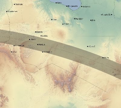 Map of the eclipse path across Libya on 09/15/1727