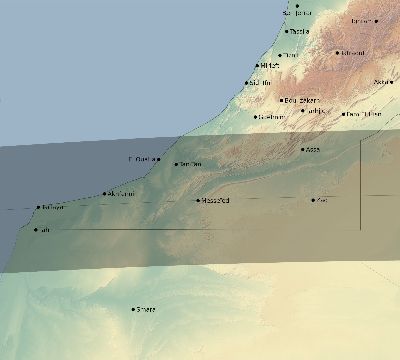Map of the eclipse path across Morocco on 09/15/1727