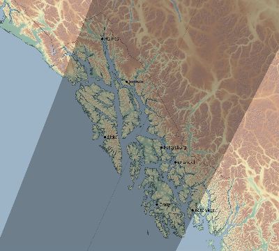 Map of the eclipse path across United States on 03/10/1728