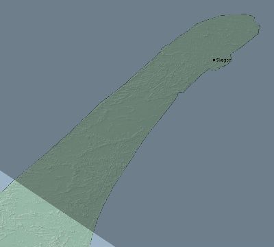 Map of the eclipse path across Denmark on 05/13/1733