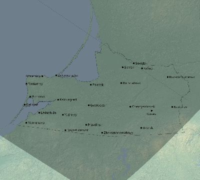 Map of the eclipse path across Russia on 05/13/1733