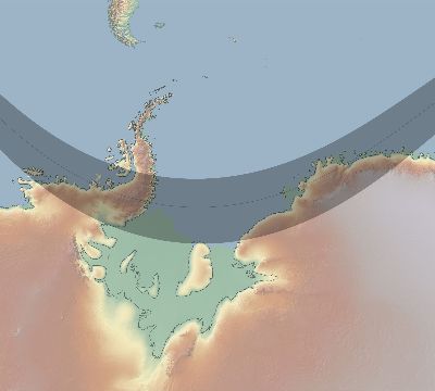 Map of the eclipse path across Antarctica on 11/06/1733