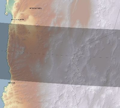 Map of the eclipse path across Chile on 10/26/1734