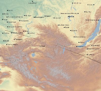 Map of the eclipse path across Russia on 10/16/1735