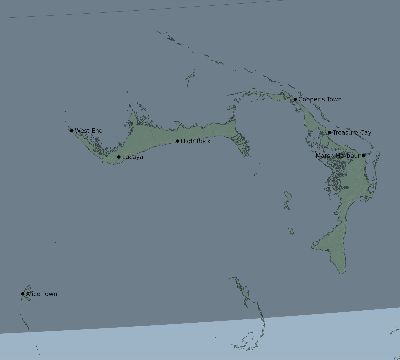 Map of the eclipse path across Bahamas on 03/01/1737