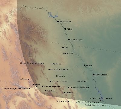 Map of the eclipse path across Mexico on 03/01/1737