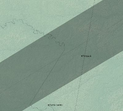Map of the eclipse path across Colombia on 02/18/1738