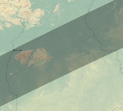 Map of the eclipse path across Guyana on 02/18/1738