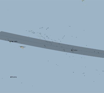Map of the eclipse path across French Polynesia on 02/18/1738