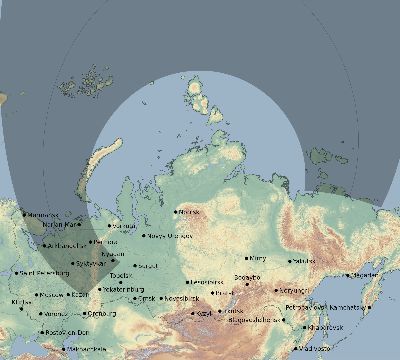 Map of the eclipse path across Russia on 08/04/1739