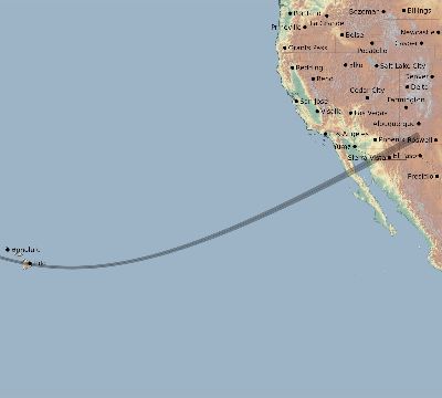 Map of the eclipse path across United States on 12/18/1740