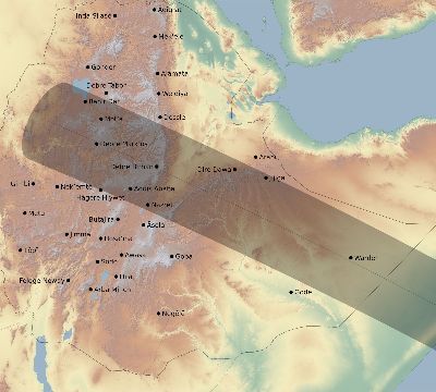Map of the eclipse path across Ethiopia on 12/08/1741
