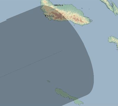 Map of the eclipse path across Solomon Islands on 12/08/1741