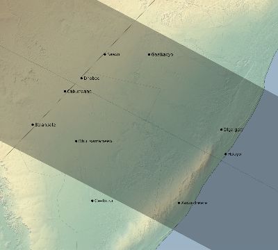Map of the eclipse path across Somalia on 12/08/1741