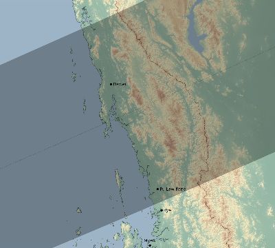 Map of the eclipse path across Myanmar on 06/03/1742
