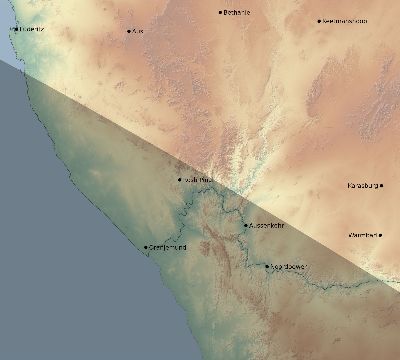 Map of the eclipse path across Namibia on 11/27/1742
