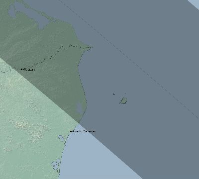 Map of the eclipse path across Nicaragua on 09/25/1745